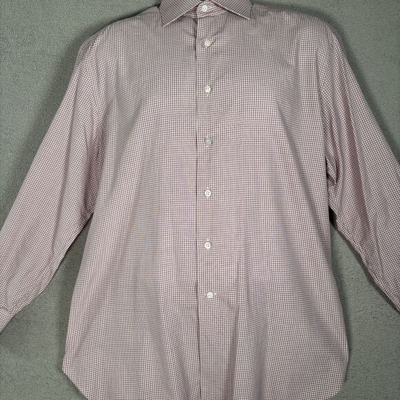 Stefano Ricci Dress Shirt Men’s Size 17/43 White Red Check Cotton Button Up - Picture 3 of 16